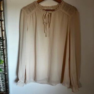 🧡3/15 Rose + Olive Long Sleeve Semi Sheer Blouse Women's M